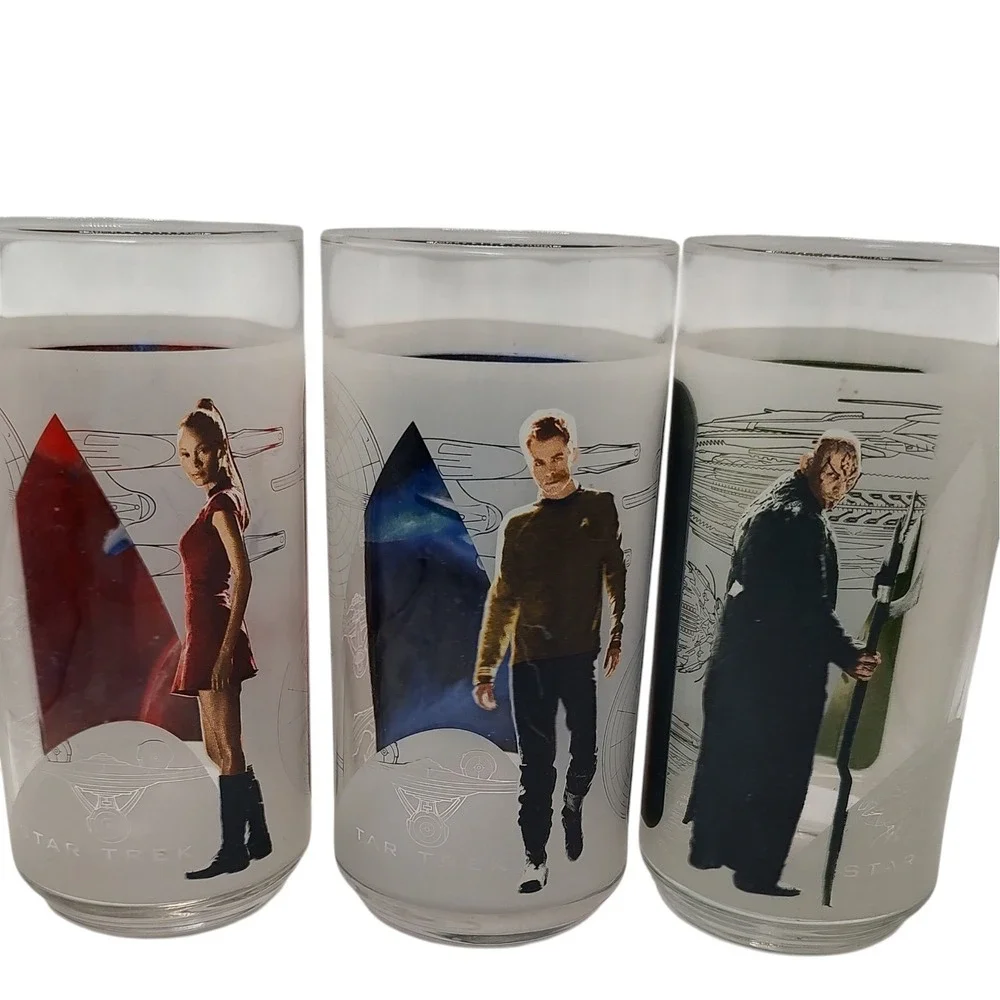 Star Trek Glasses Cups Collectors Set Burger King Exclusive‎ 2009 Three Set SEE